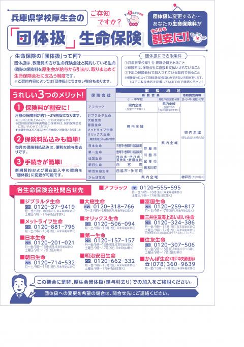 団体扱いちらし表